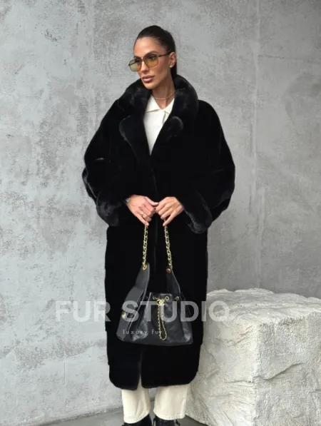 Черная шуба из меха норки SAGA FURS - фото 11