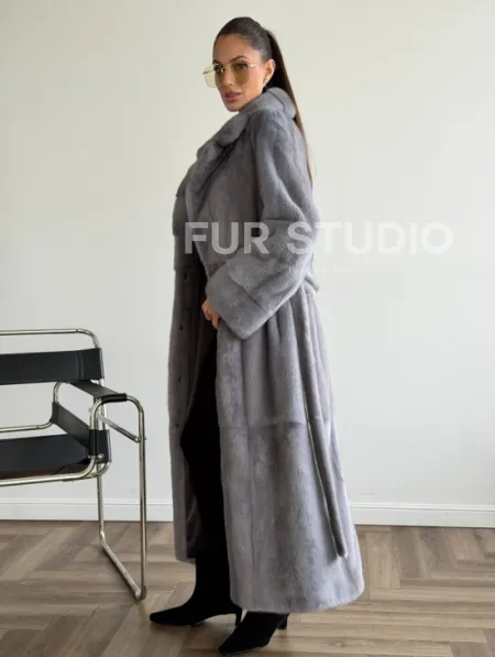 Голубая норковая шуба - фото 4