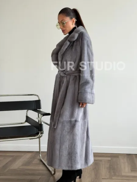 Голубая норковая шуба - фото 6