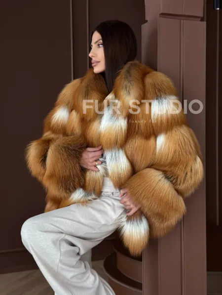 Короткая шуба из рыжей лисы - фото 7