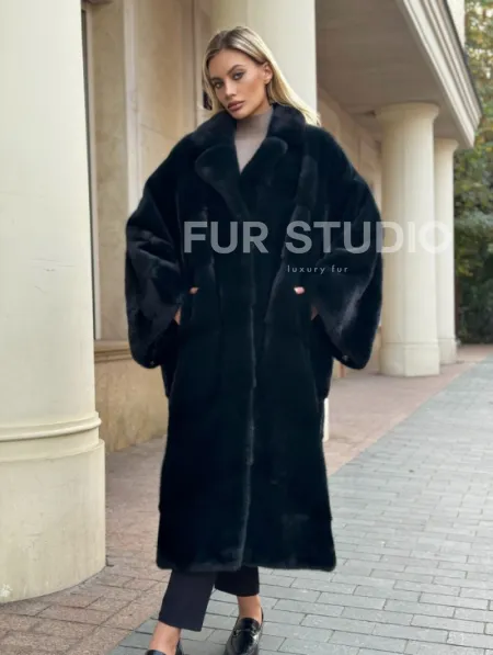 Зеленая норковая шуба - фото 2