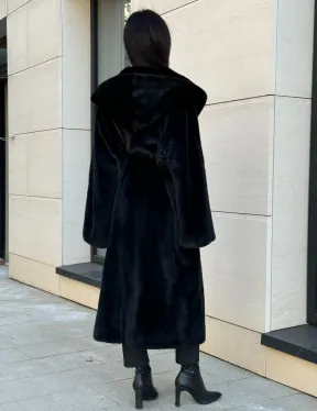 Норка кимоно BLACKGLAMA роспуск, капюшон кобра - фото 6