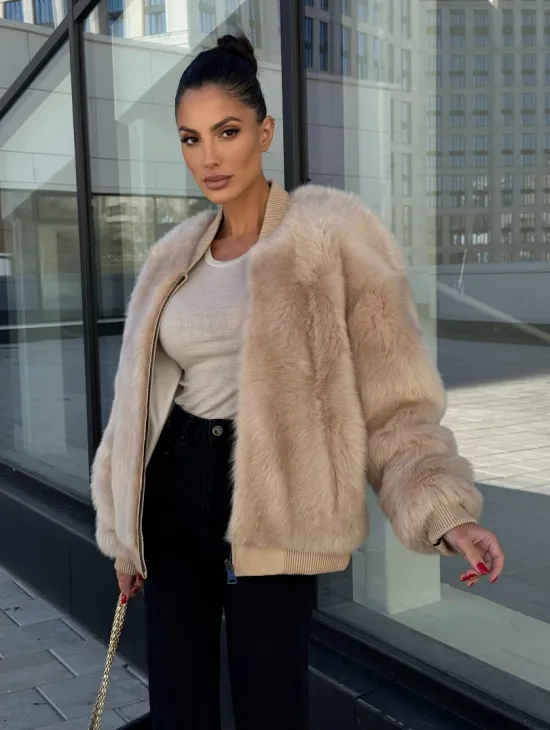 Меховая куртка - бомбер из натурального меха тосканы Турция - фото 9