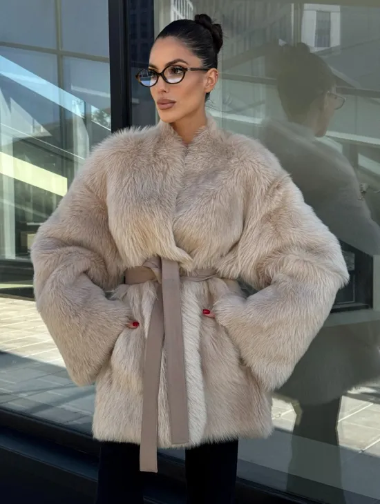 Женская двухсторонняя дубленка-шуба из меха итальянской тосканы - фото 0