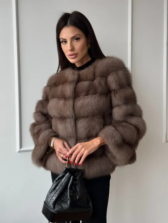 Шуба из меха куницы Truffle с воротником шанель - фото 5