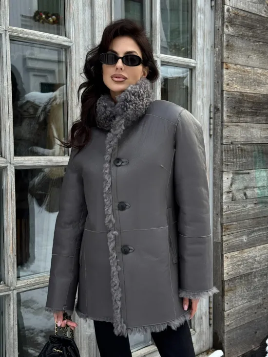 Шубка - дубленка двухсторонняя из натуральной овчины - фото 10