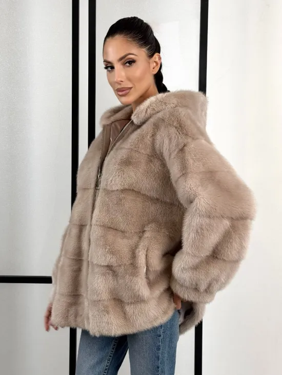 Зимняя меховая норковая курточка с капюшоном - фото 0