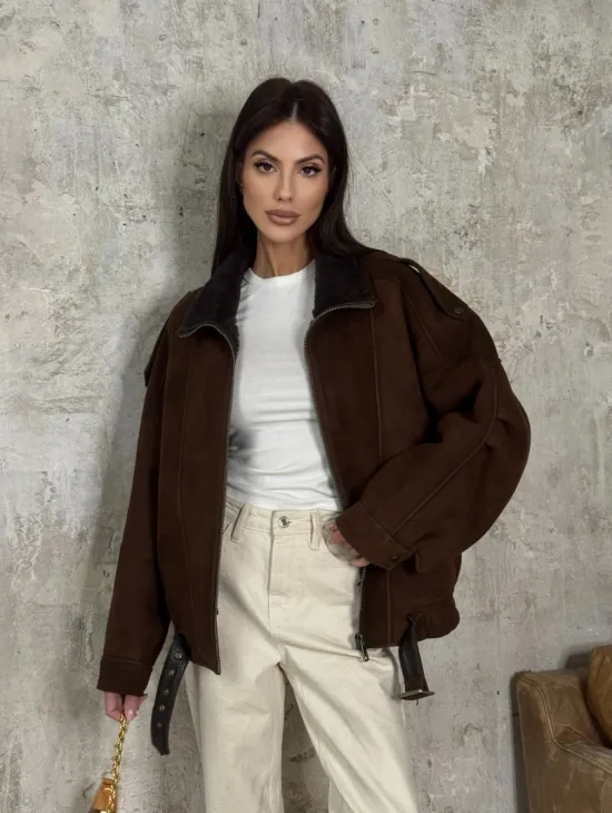 Дубленка - бомбер на молнии из овчины MERINO - фото 10