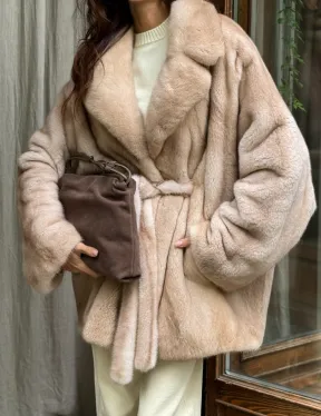 Натуральная норковая шуба - пастель - фото 1