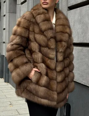 Шуба из куницы с воротником шаль - фото 5