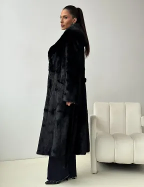 Черная норковая шуба с капюшоном - фото 7
