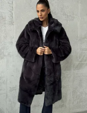 Женская норковая шуба с капюшоном - фото 0