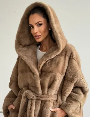 Норка пастель с капюшоном - летучая мышь - фото 4