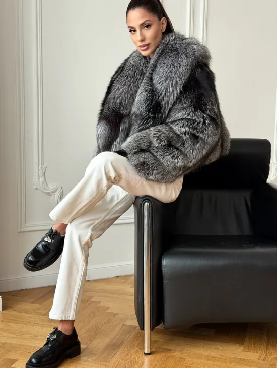 Кроп-шуба из чернобурой лисы - фото 4