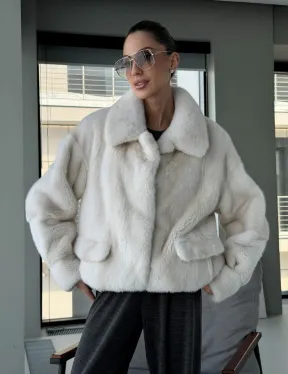 Модная женская норковая куртка - фото 11