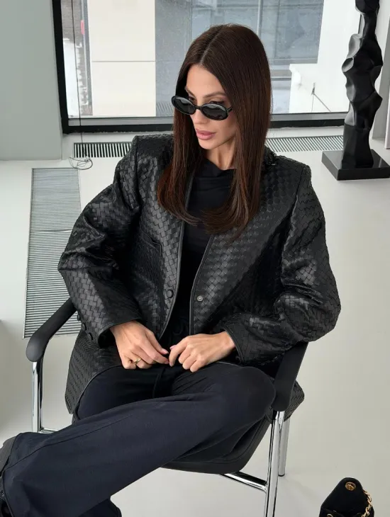 Женский пиджак из натуральной кожи - фото 8