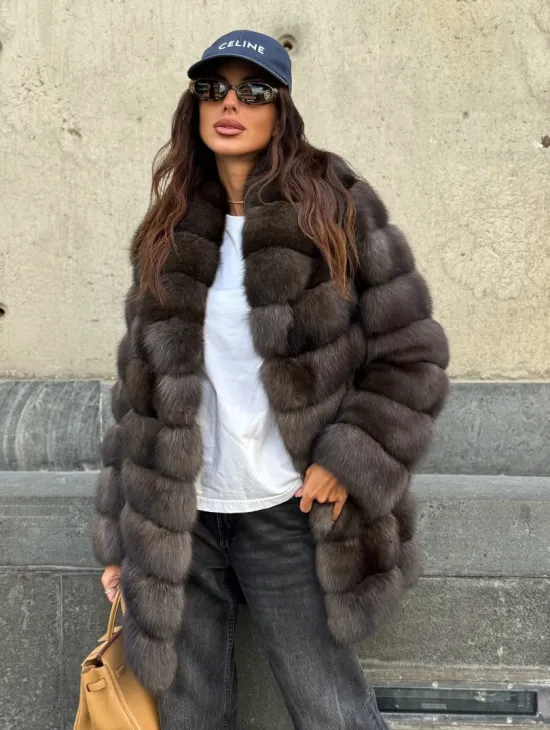 Шуба из меха баргузинского соболя - седина 2 - фото 8