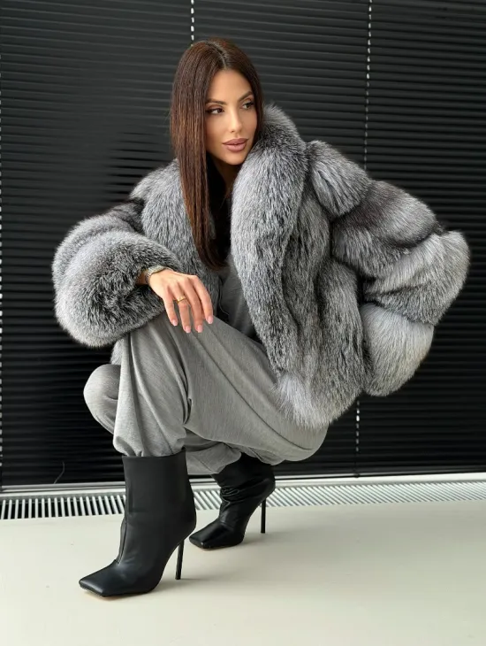 Полушубок - кроп из меха блюфрост - фото 9