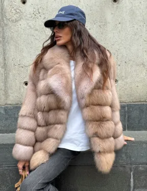 Шуба из меха куницы - цвет Tortora - фото 8