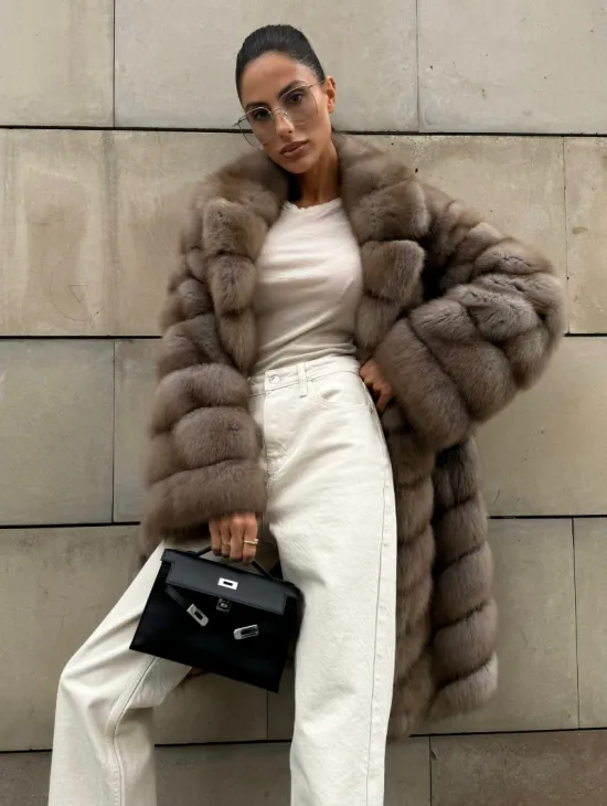 Шуба из куницы женская - цвет тор-тор - фото 5